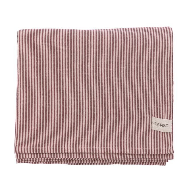 Hovedbilde Ernst Duk 145x300 randig - röd/beige