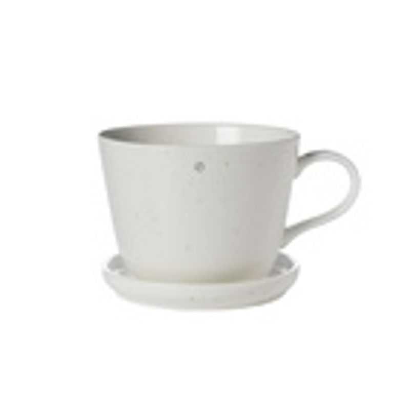 Kaffekopp med fat, porslin, vanilj/ Ernst