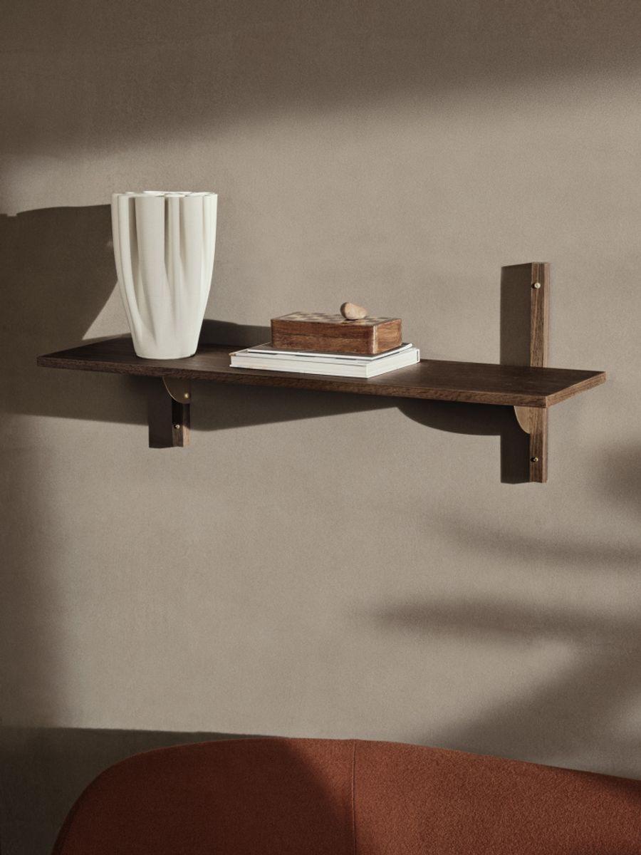 Sector Shelf Single/Wide - Smoked Oak/Brass