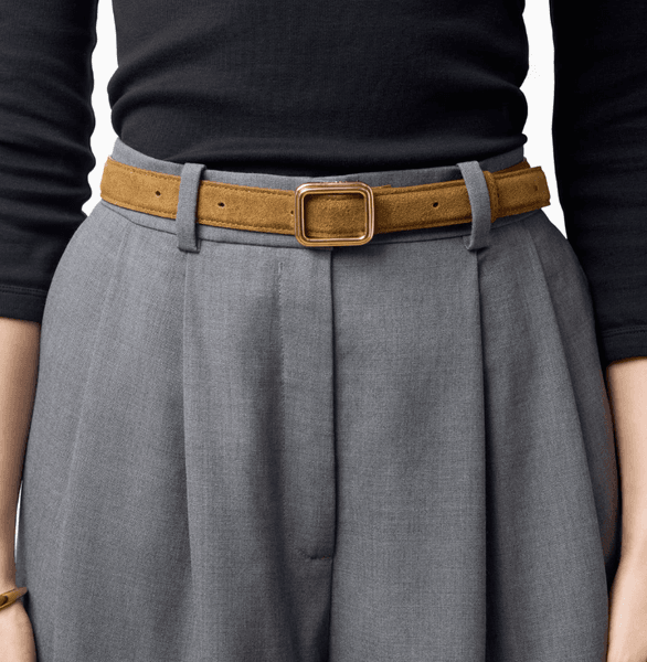 Bilde av The Georgia Wide Belt Maple Brown Suede/ Lie ...