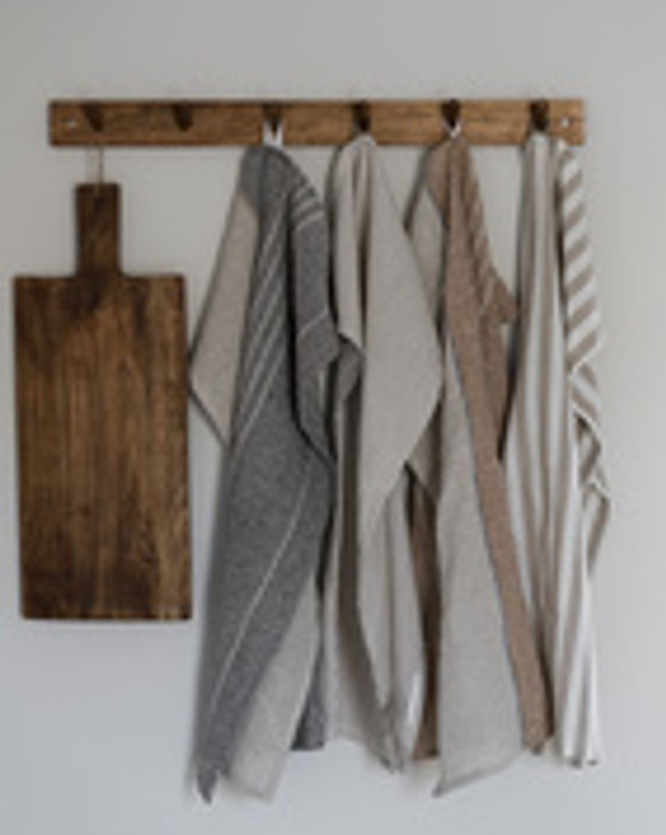 Kökshandduk 50x70cm halvlinne grå/natur/ Ernst