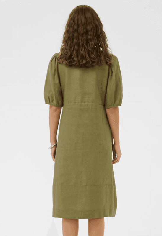 Culture CUaniela Molly SS Placket Dress - Dusky Green