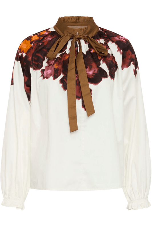 Culture CUJULISSA BLOUSE - GARDENIA WITH PINK/BROWN - White