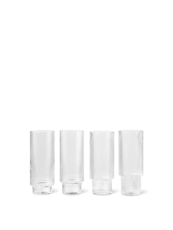 Ripple Long Drink Glasses - Set of 4 - Clear/ Ferm Living