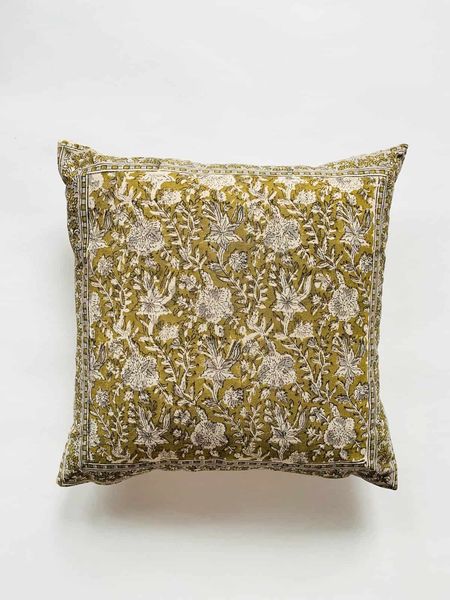 Hovedbilde Putetrekk blokktrykk 45×45 cm grønn/ Trend