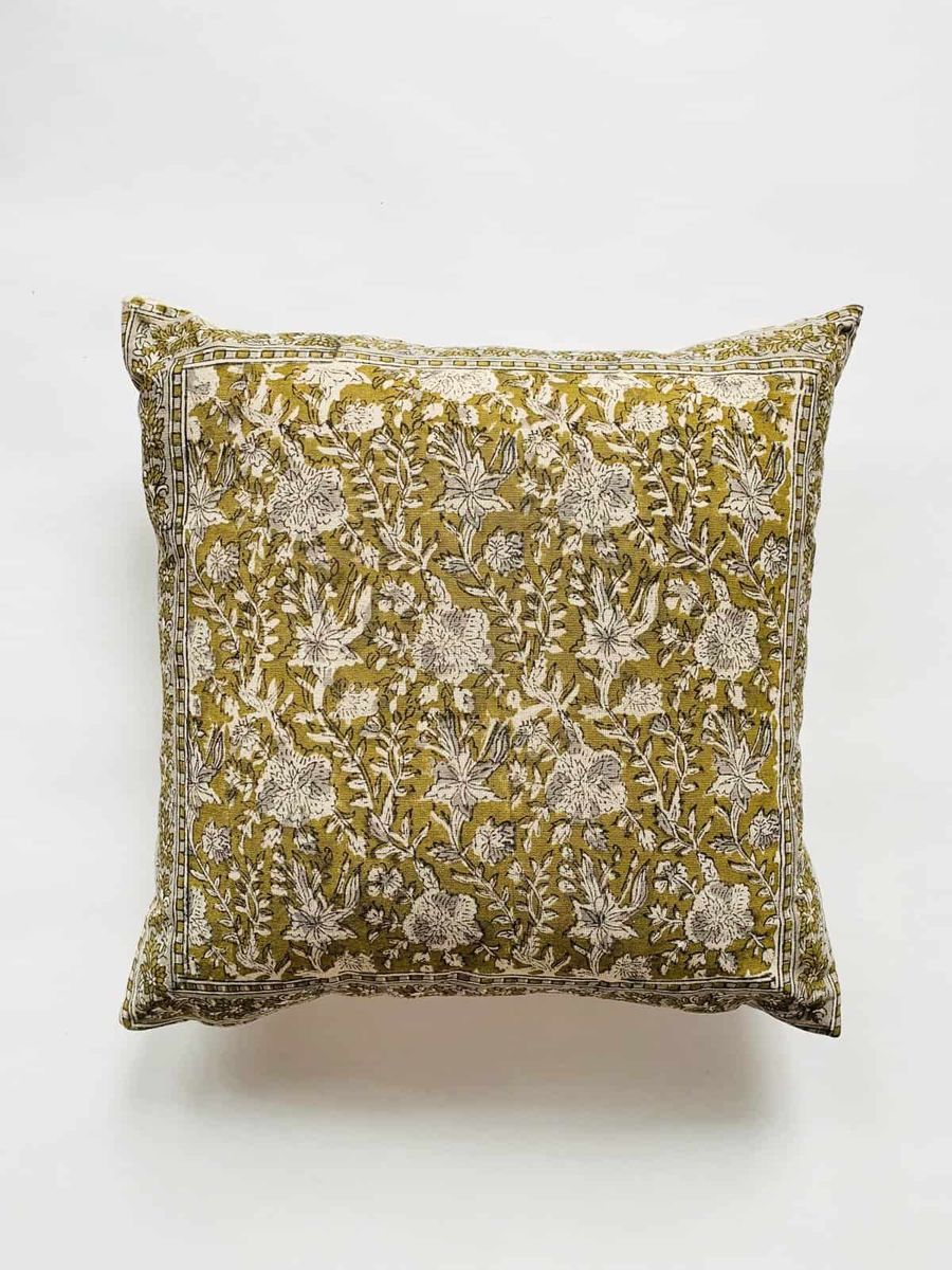 Putetrekk blokktrykk 45×45 cm grønn/ Trend